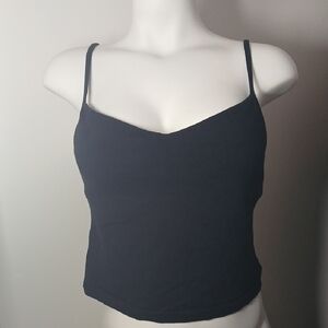 Women's Black Spaghetti Strap Crop Bra Top Size L